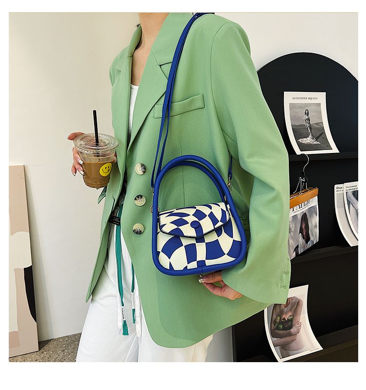 Klein Blue Small Square Bag Contrast Color Versatile One Shoulder Messenger Bag