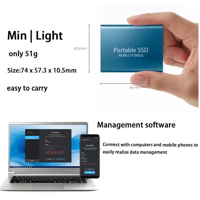 Portable SSD External Hard Drive - 1TB Storage Space