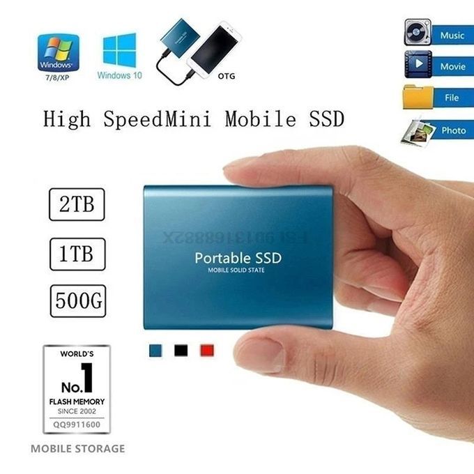 Portable SSD External Hard Drive - 1TB Storage Space