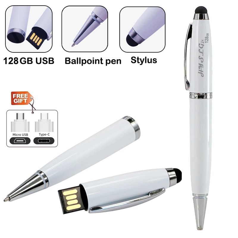 128GB OTG Usb Flash Drive Ballpoint Pen White