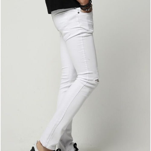 Skinny Ripped Men's Jeans- White