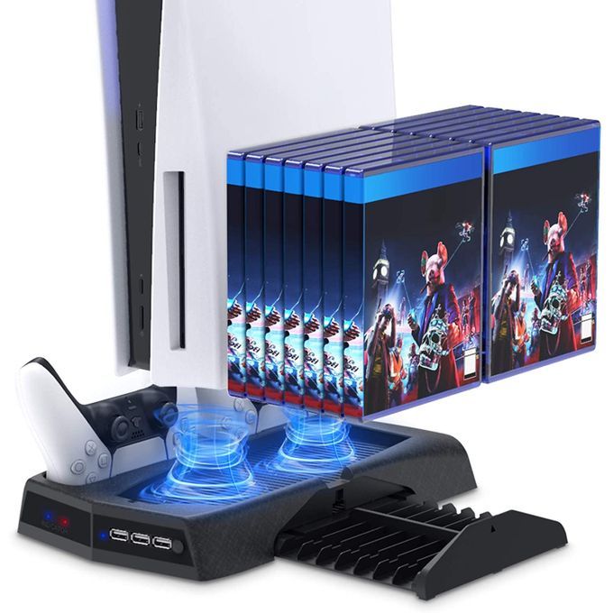 PS5 Cooling Fan Stand CD Storage Dual Charger Dock