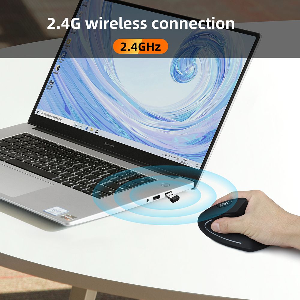 2.4G Wireless Vertical Mouse 6 Keys Ergonomic Rechargeable