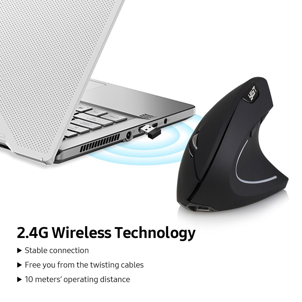 2.4G Wireless Vertical Mouse 6 Keys Ergonomic Rechargeable