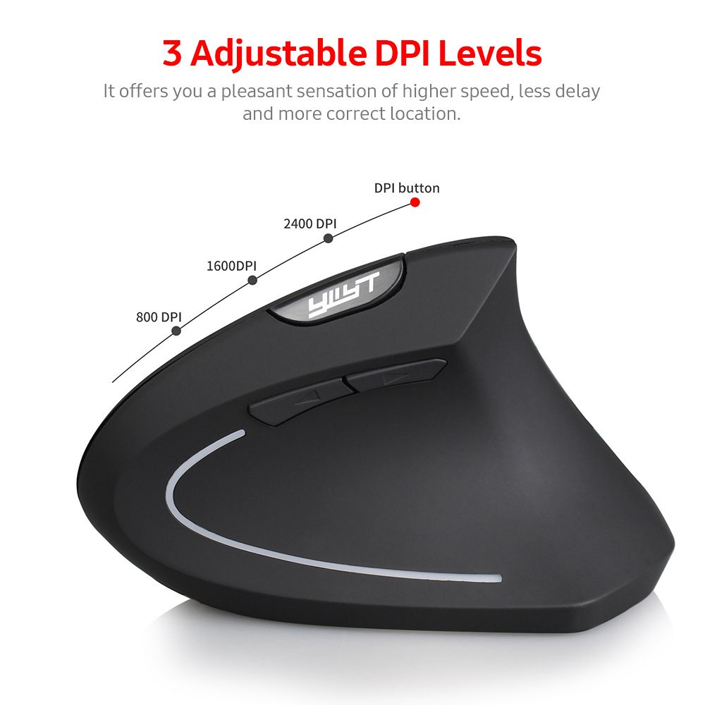 2.4G Wireless Vertical Mouse 6 Keys Ergonomic Rechargeable