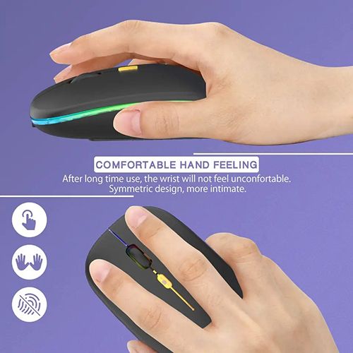 LED Wireless Mouse Slim Silent Mouse 2.4G (Black)