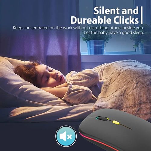 LED Wireless Mouse Slim Silent Mouse 2.4G (Black)