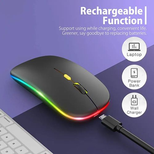 LED Wireless Mouse Slim Silent Mouse 2.4G (Black)