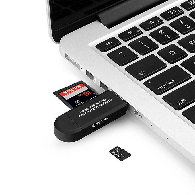 SD Card TF Card Reader USB & Android OTG 4 In 1 Black