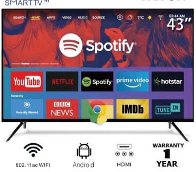 43 Inches  Super HD Android Smart Frameless TV + Wall Hanger