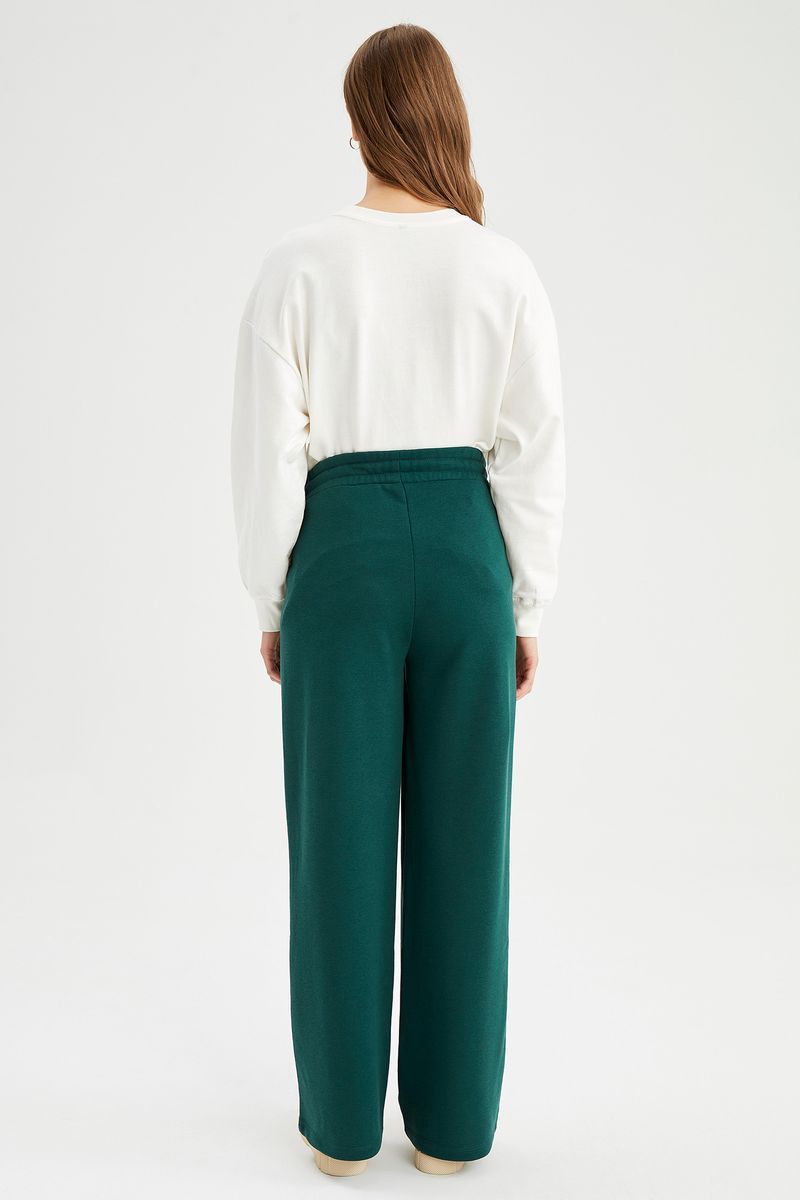 Woman - Wide Leg Knitted Maternity Bottoms - Green
