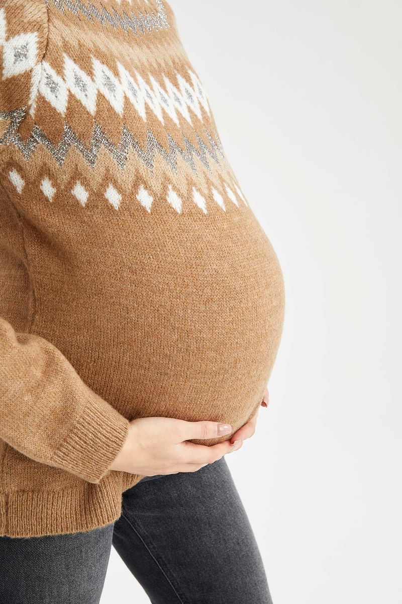 Woman - Regular Fit Tricot Maternity Tops - Brown