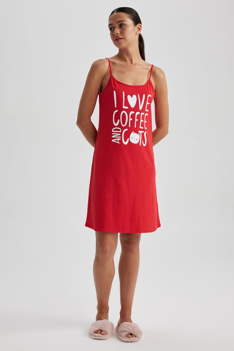 Woman Casual Relax Fit Crew Neck Short Sleeve Homewear Knitted Dress - Red
