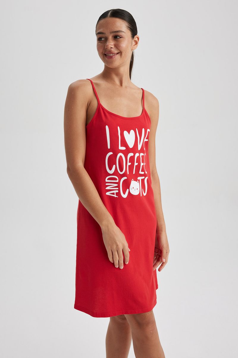 Woman Casual Relax Fit Crew Neck Short Sleeve Homewear Knitted Dress - Red
