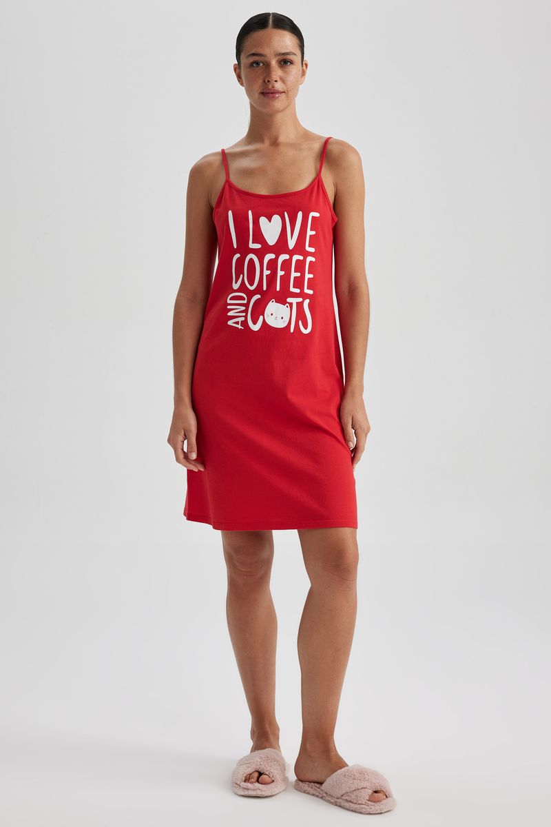 Woman Casual Relax Fit Crew Neck Short Sleeve Homewear Knitted Dress - Red