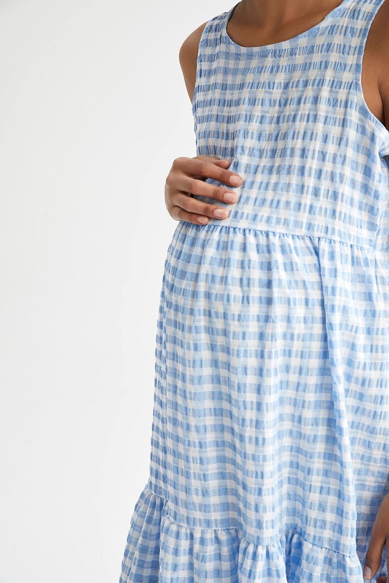 Woman - A Line Strappy Maternity Dress - Blue