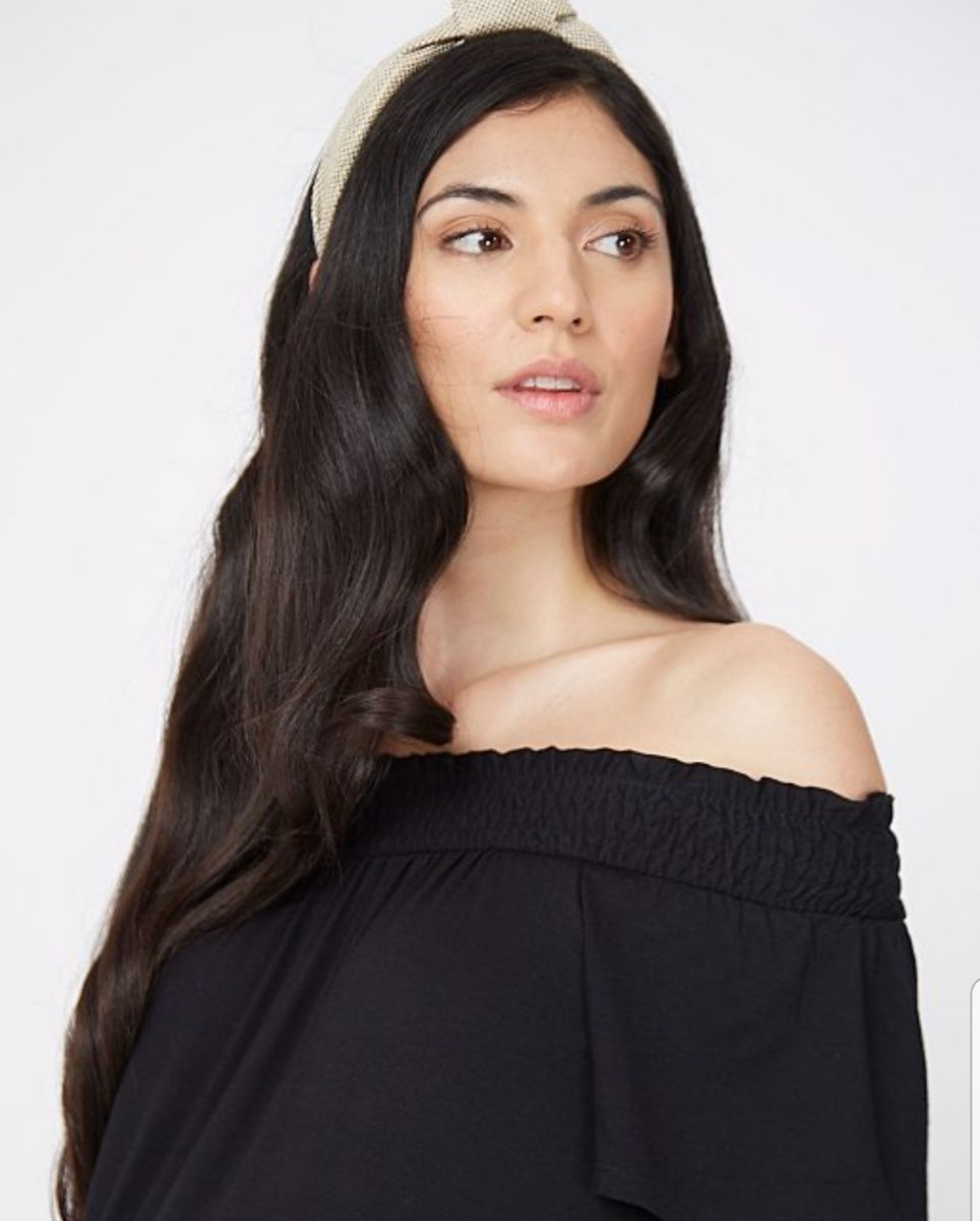 Bardot Neckline Black Maternity Dress