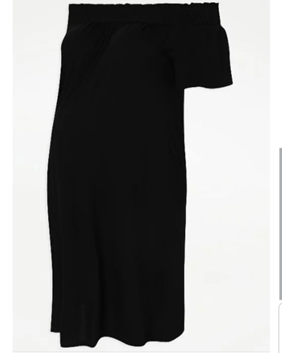 Bardot Neckline Black Maternity Dress