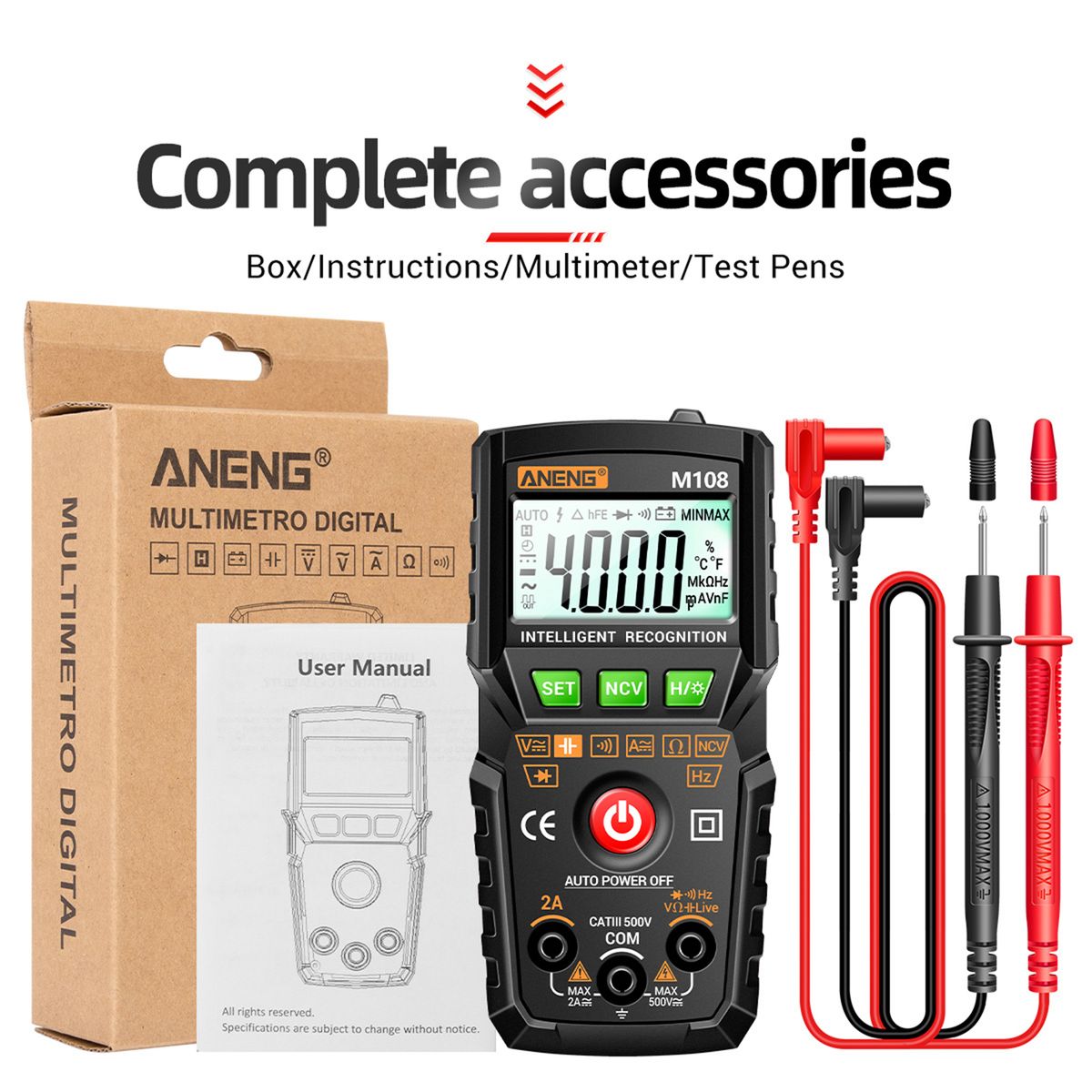 Smart Digital Multimeter Auto Range 4000 Counts NCV With Backlight Flashlight