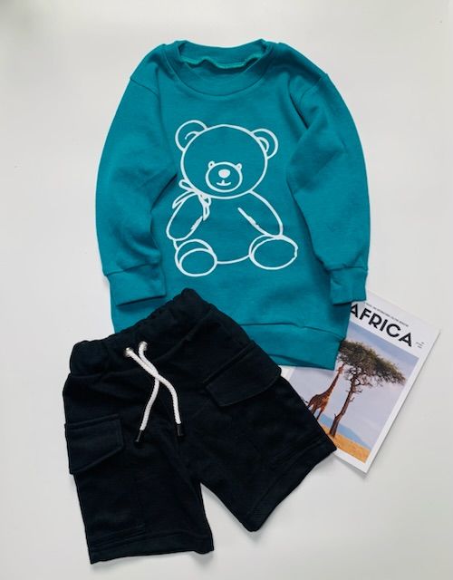 Boys Fashion Green Sweat Shirt And Black Short