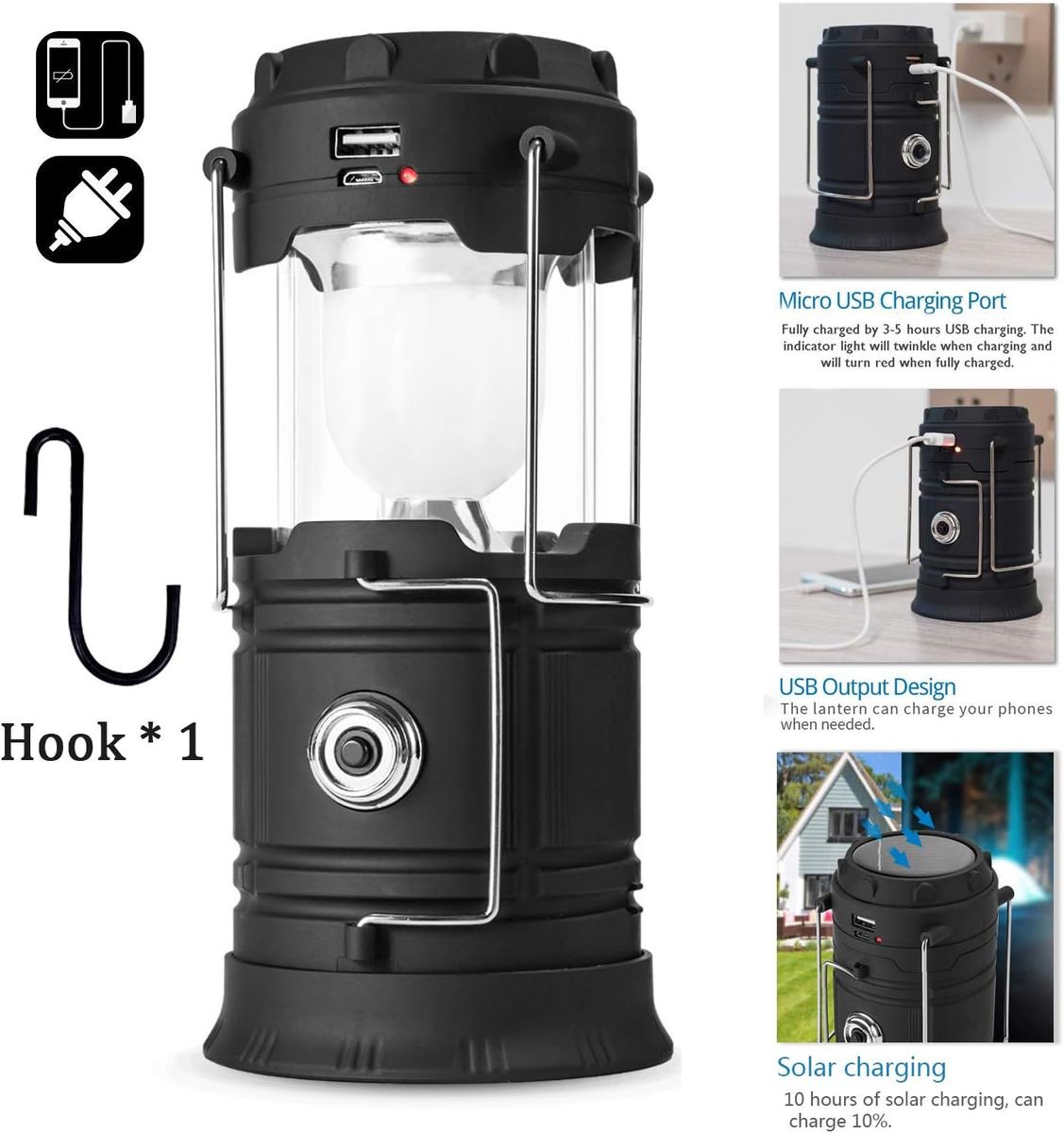 Rechargeable LED Camping Lantern USB COB Lantern Flashlight