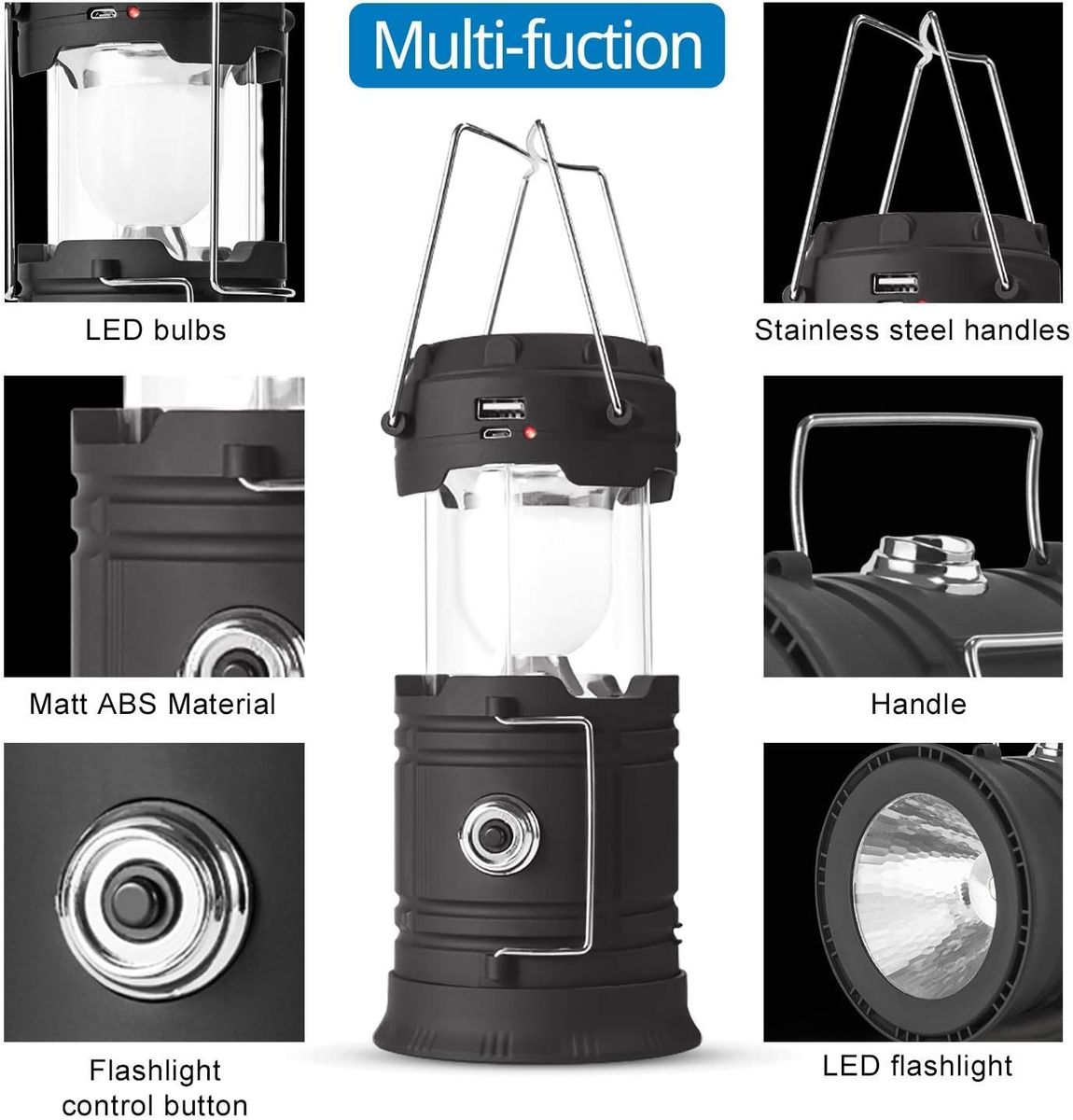 Rechargeable LED Camping Lantern USB COB Lantern Flashlight