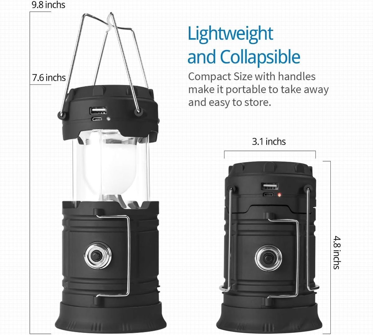 Rechargeable LED Camping Lantern USB COB Lantern Flashlight