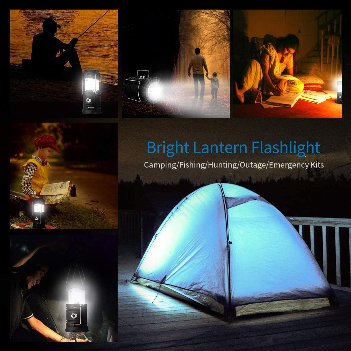 Rechargeable LED Camping Lantern USB COB Lantern Flashlight