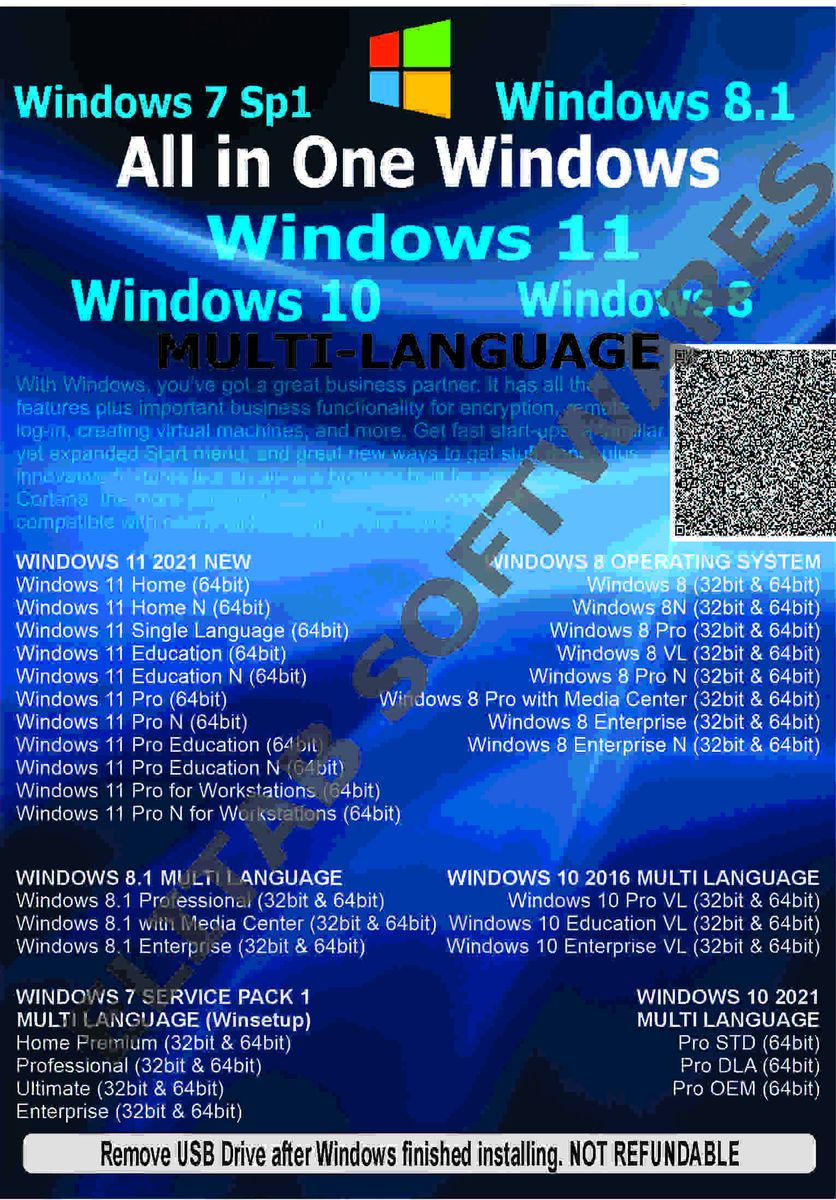 Windows 7, 8, 8.1, 10 & 11 All In One Flash
