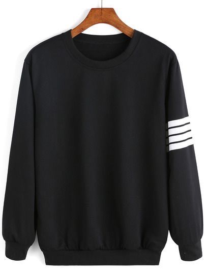 Sequels All Black Sweatshirt With White Stripes