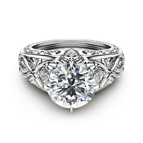 Engagement Ring Unique Design Zircon Inlaid Ladies Rings Silver