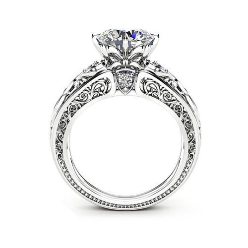Engagement Ring Unique Design Zircon Inlaid Ladies Rings Silver