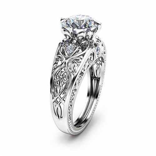 Engagement Ring Unique Design Zircon Inlaid Ladies Rings Silver