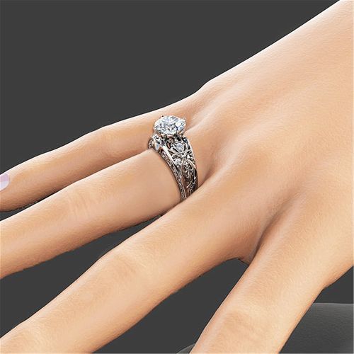 Engagement Ring Unique Design Zircon Inlaid Ladies Rings Silver