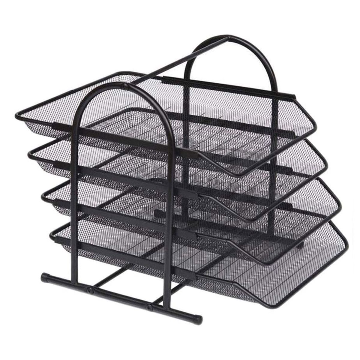 4 Tier File Holder Tray Magazine Rack Desk Metal Iron Mesh