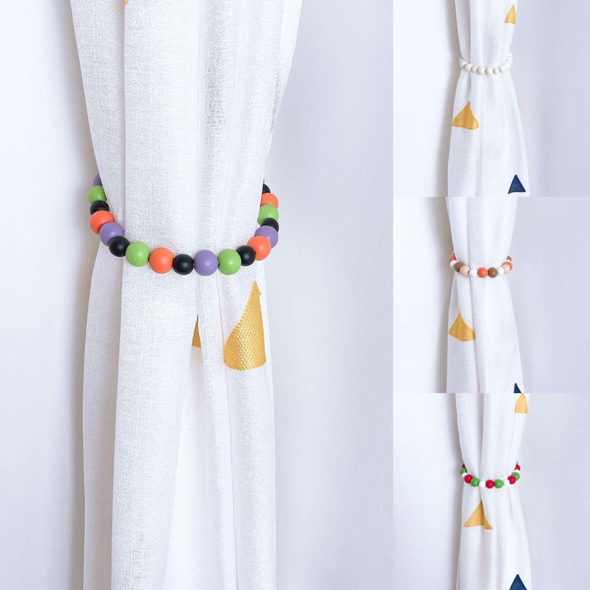 Wood Bead Curtain Tie Back Decoration Window Drapery Colorful 3