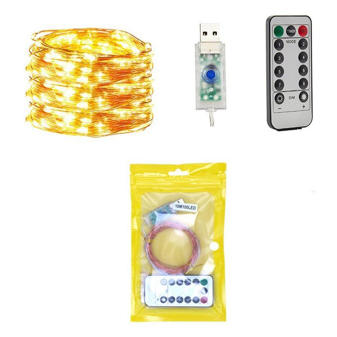 USB  O Er Wire String Lights  Hristmas   De Oration Pra Ti Al Stars  -Warm White-10 M 100 Lights