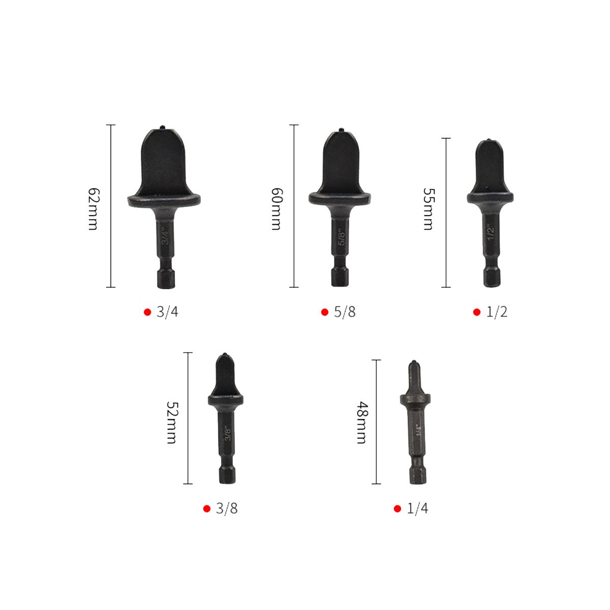 5Pcs Flaring Tool Copper Pipe Electric Reamer Air Conditioner Hex Handle Tube Expander Set Swaging Drill Bit