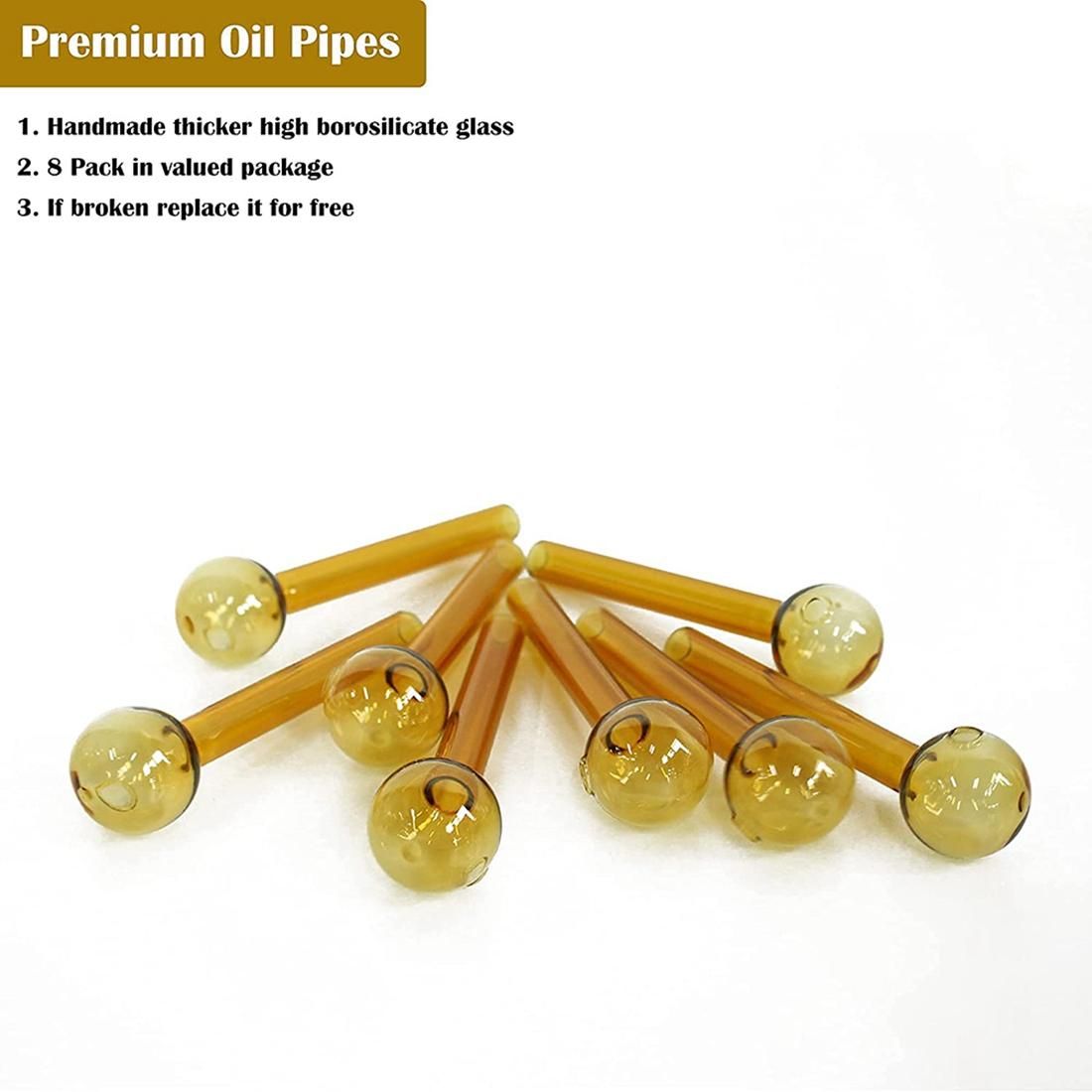8 Pieces of Yellow Reusable Glass Oil Lamp Burners