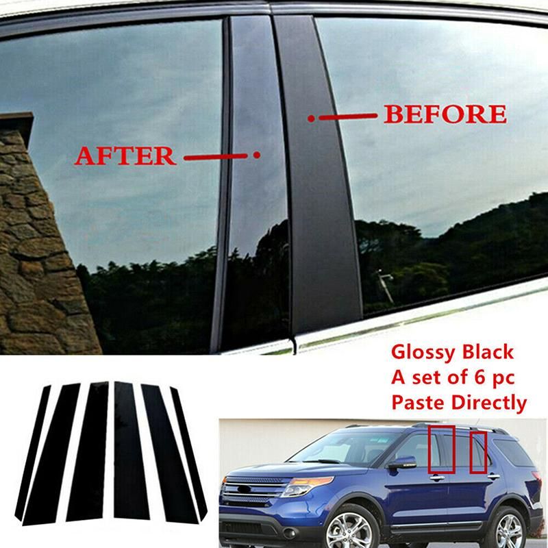 6Pcs Pillar Posts Door Window Trim Cover Stickers for Ford Explorer 2011 2012 2013 2014 2015 2016 2017 2018 2019