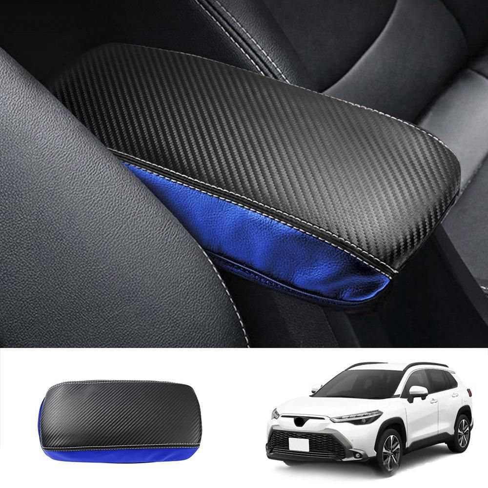 Car Carbon Fiber Center Console Lid Armrest Box Leather