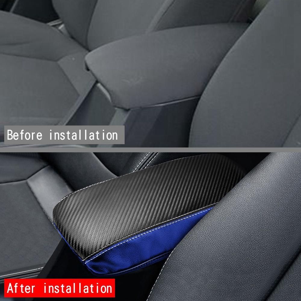 Car Carbon Fiber Center Console Lid Armrest Box Leather