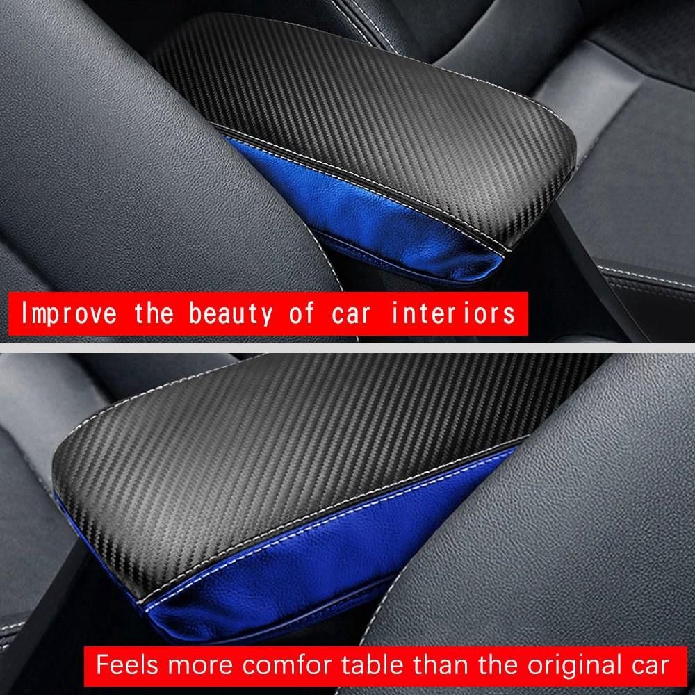 Car Carbon Fiber Center Console Lid Armrest Box Leather