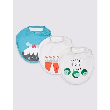 3 Pack Christmas Pure cotton Bibs