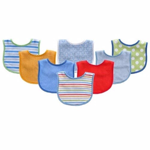 8 Baby Bibs - Blue Mix