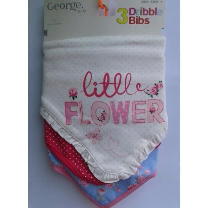 3 Pack Little Flower Dribble Bibs - Multicolour