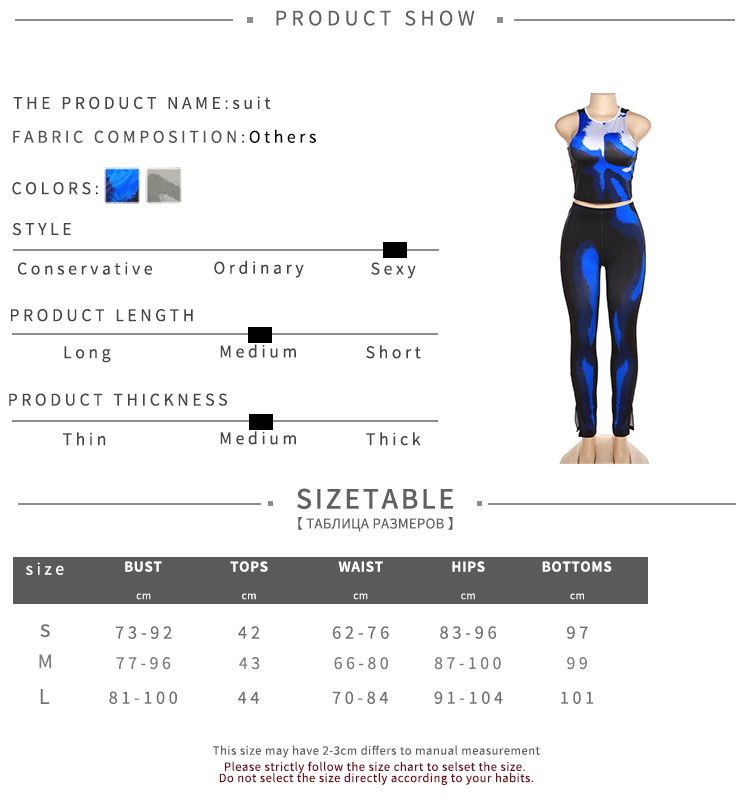 Two Piece Set Women Stunning Sleeveless O-neck Vest + High Waist Skinny Pants