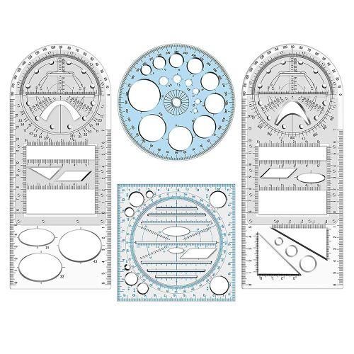 4Pcs Multifunctional Geometric Ruler Measuring