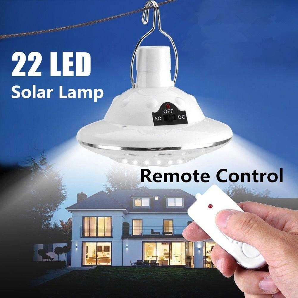 22LED Solar Lamp Outdoor Indoor Hooking Camp Garden Lighting Remote Rechargeable With Solar Panel