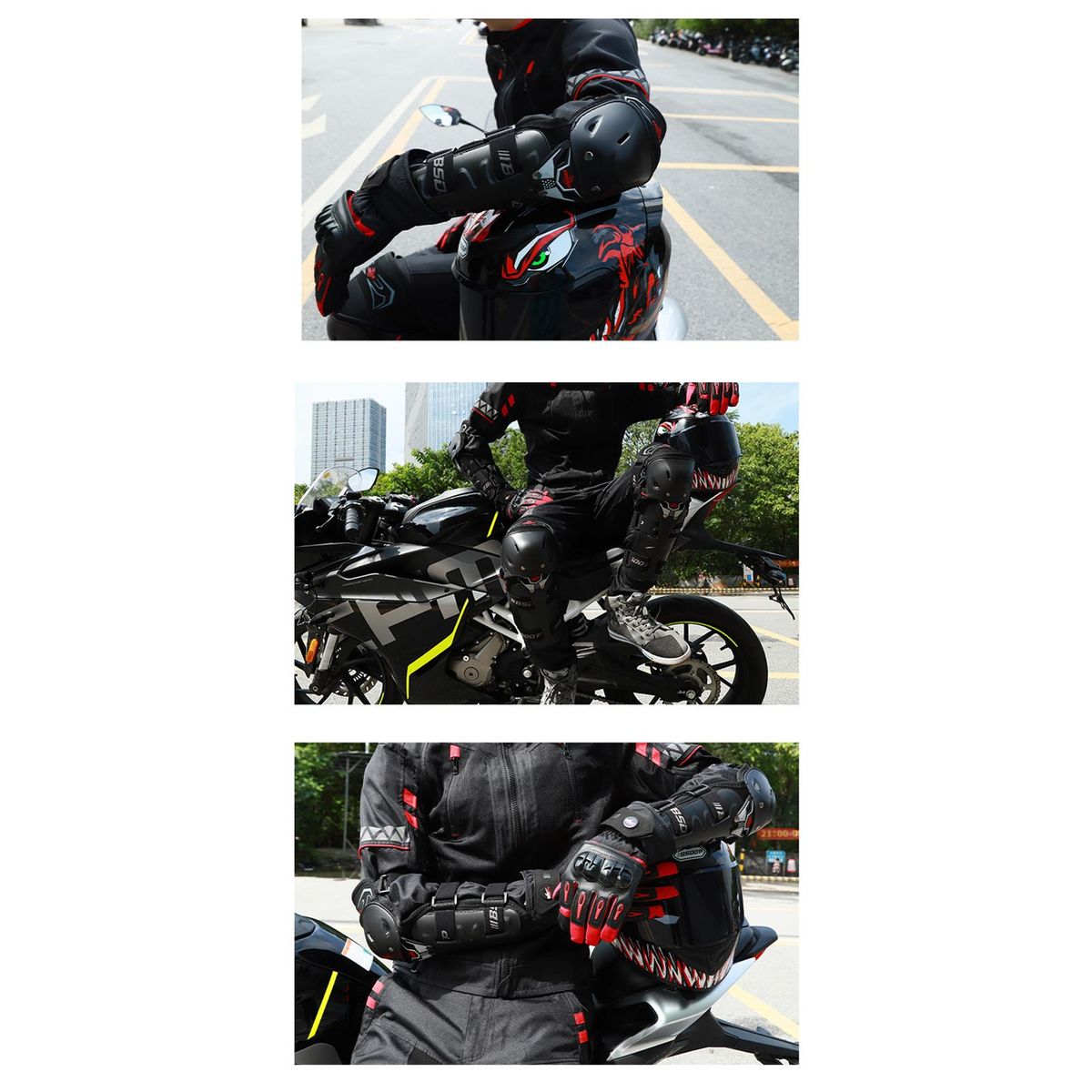 BSDDP 4PCs Cycling Elastic Knee Brace and Elbow Guards  MTB Bike Motorcycle Riding Knee Support Protective Pads Guards Outdoor Sports Cycling Knee Protector